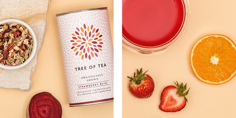 Tree of Tea Bio Strawberry Bliss Tee mit Orangen und Erdbeeren