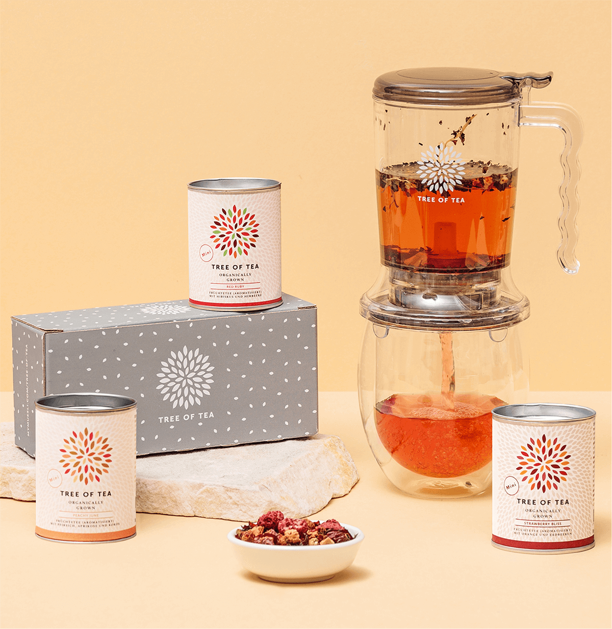 Tree of Tea Tea Maker im Set mit Tee und Teeglas