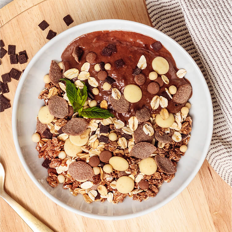 Eine Schüssel mymuesli Super Choc Müsli