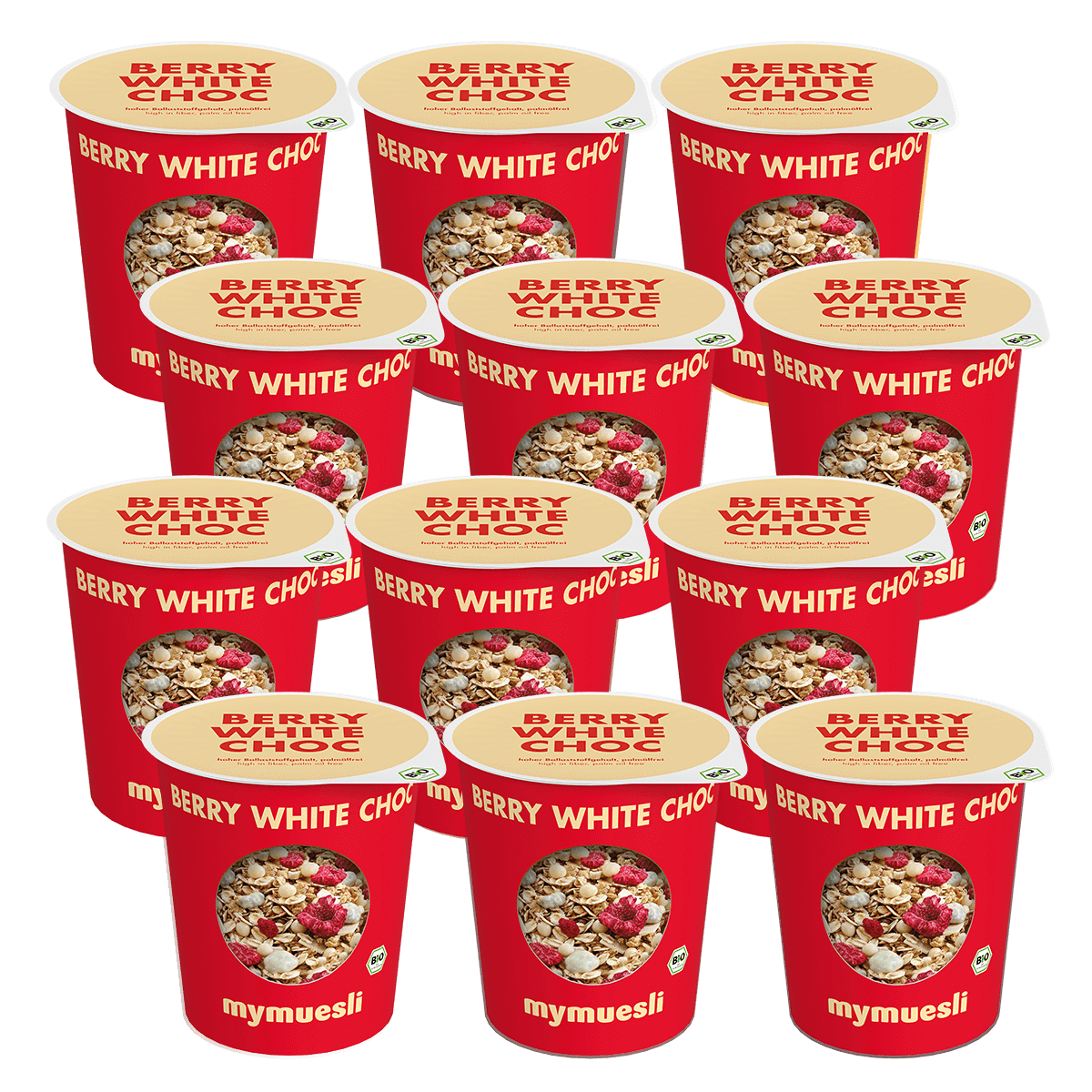 mymuesli Portionsbecher Berry-White-Choc 12er Pack
