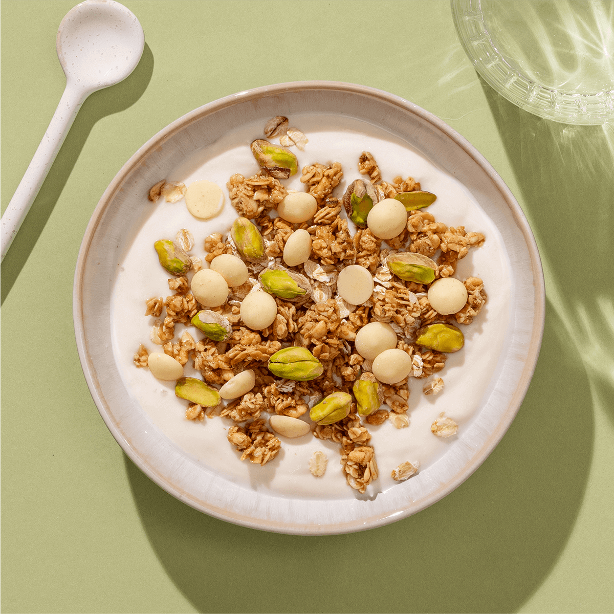 Voorraadpakket White Choc Pistachio Crunch & Bewaardoos