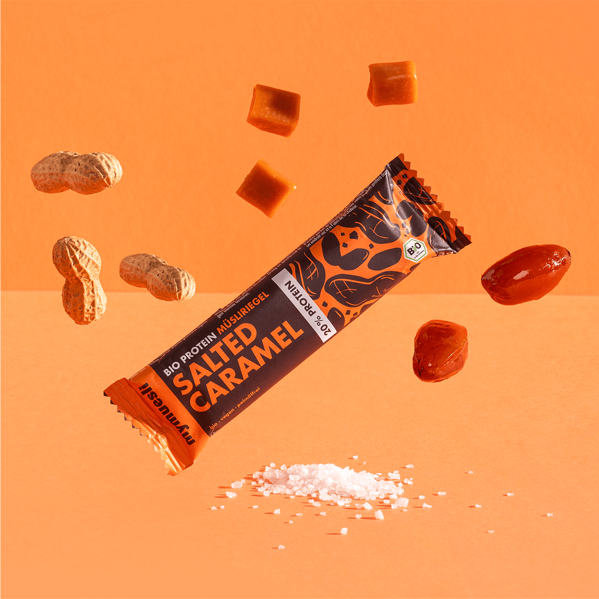 mymuesli Bio Protein Müsliriegel 6er Probierpaket mit 2x Salted Caramel Proteinriegeln