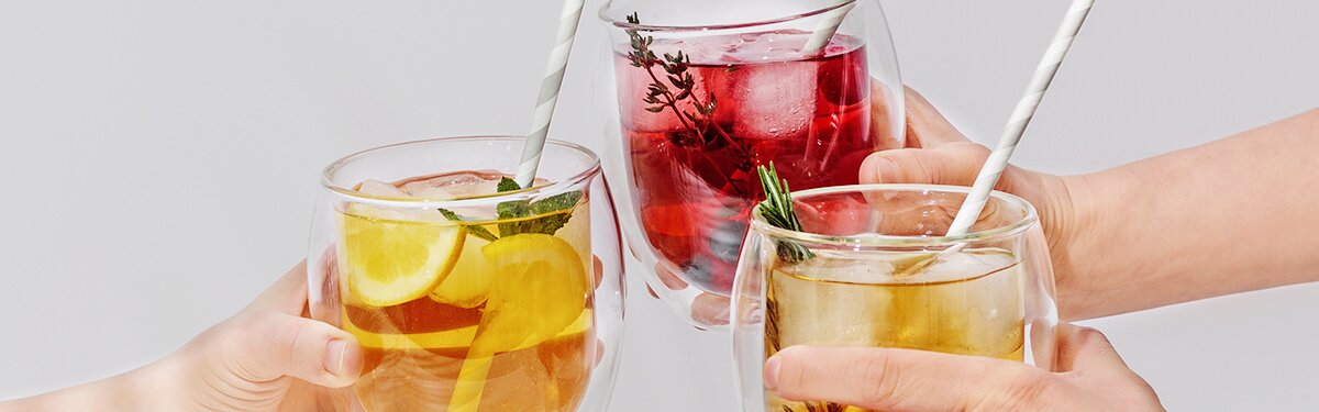 Teeglas aus Borosilikat-Glas.